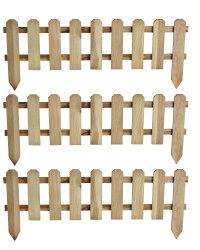 3 Pack Timber Picket Fence - Plain Tan
