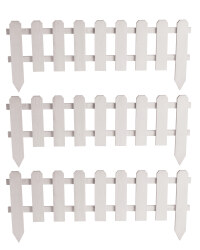 3 Pack Timber Picket Fence - White Wash