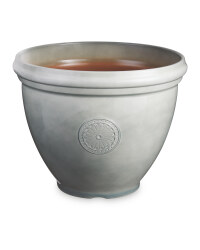 38cm Glazed Effect Pot with Motif - Grey