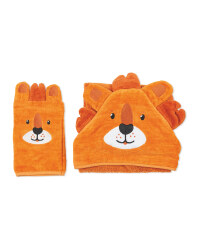 3D Lion Hooded Bath Towel & Mitt