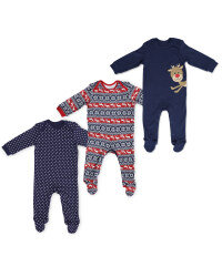 Baby Reindeer Sleepsuits 3 Pack