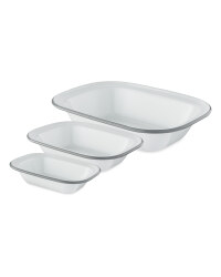 Grey Rectangle Enamel Bakeware 3PK