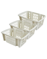 Small Cream Plastic Basket 3 Pack