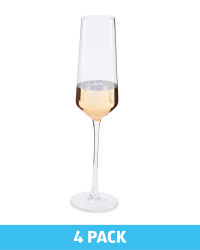 4 Pack Champagne Glasses - Copper Trim