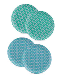 4 Pack Side Plate Teal and Blue