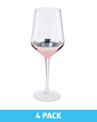 4 Pack Wine Glasses - Copper Trim