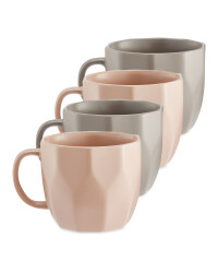Kirkton House Faceted Mugs 4 Pack - Pink/Grey