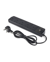 5 Socket Extension Lead - Black