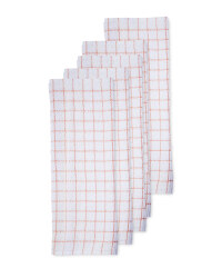 Peach Cotton Terry Tea Towel 5 Pack