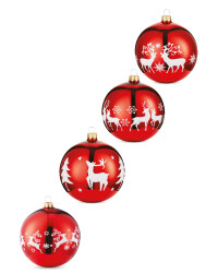 Red Stag Glass Baubles 4 Pack
