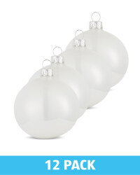 White Glass Baubles 12 Pack