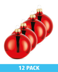 Red Glass Baubles 12 Pack