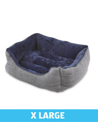 XL Herringbone Plush Dog Bed - Navy