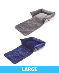 Large Herringbone Roll Down Pet Bed