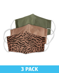 Adults Leopard Face Coverings 3 Pack