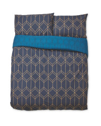 Blue Geo Print King Size Duvet Set