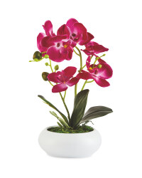 Faux Pink Orchid In Ceramic