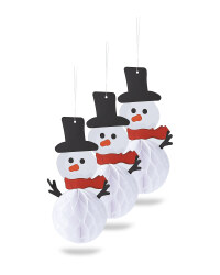 Honeycomb Snowman Decoration 3 Pack
