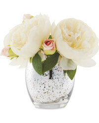 Peony In Silver Crackle Vase