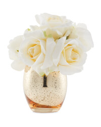 Rose In Gold Crackle Vase