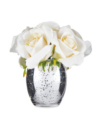 Rose In Silver Crackle Vase