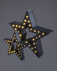 Kirkton House Wooden Stars 2 Pack - Rustic Grey