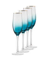 Crystalline Teal Flute 4 Pack