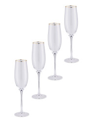 Gold Rim Champagne Flute 4 Pack