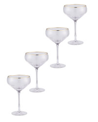 Gold Rim Champagne Saucer 4 Pack