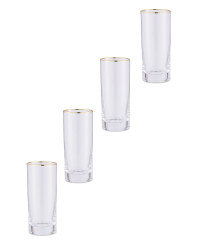 Gold Rim Hi-Ball Glasses 4 Pack