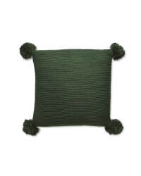 Emerald Knitted Pompom Cushion