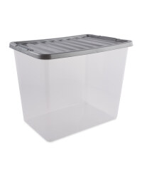 Silver 80L Plastic Storage Box
