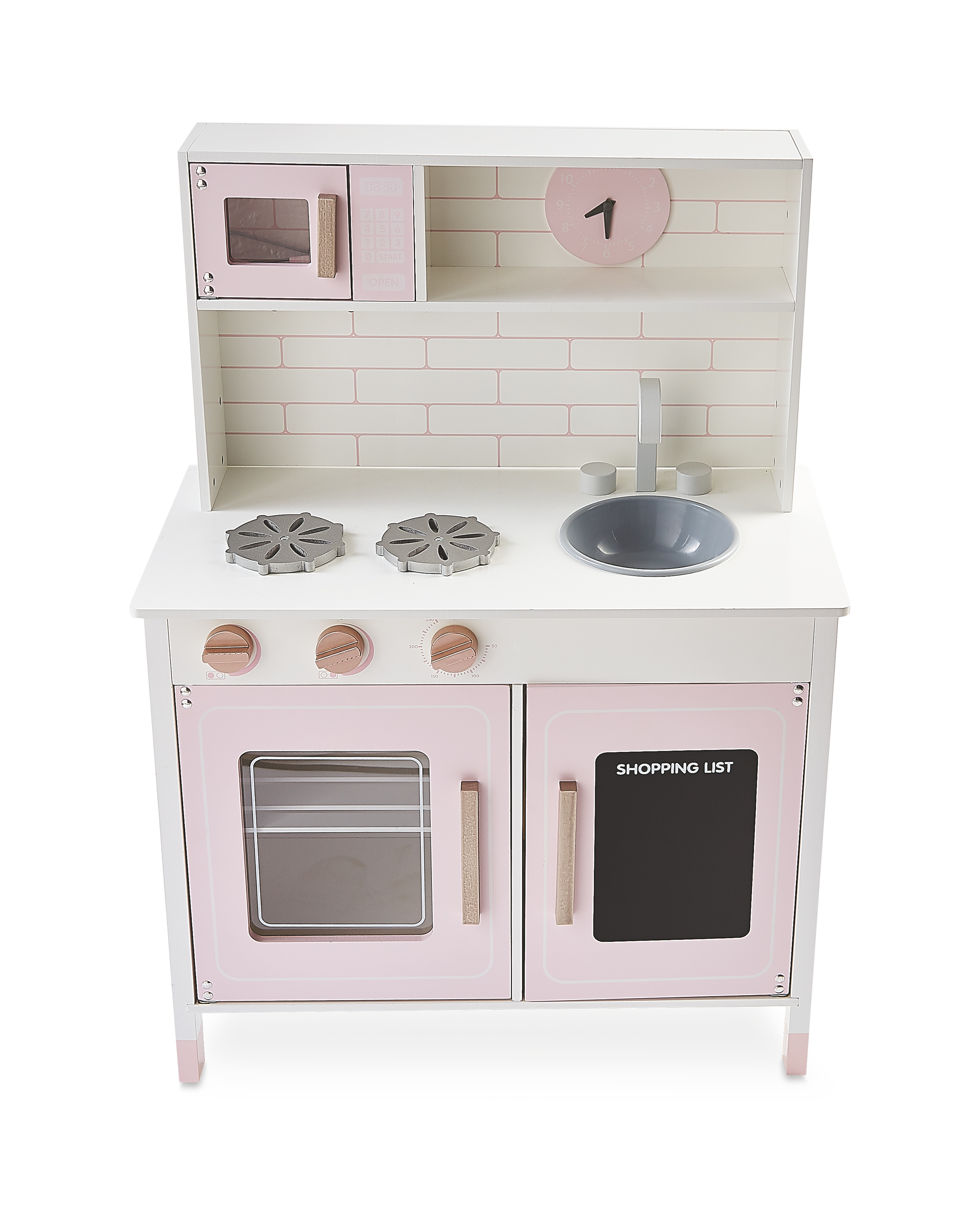 Large Pink Wooden Toy Kitchen Aldi Uk