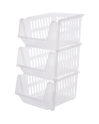 Clear Stackable Baskets 3 Pack