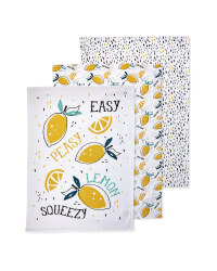 Lemons Printed Tea Towels 3 Pack
