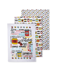 Toppings Printed Tea Towels 3 Pack