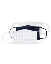 Adult Facemasks White/Navy/Dotted