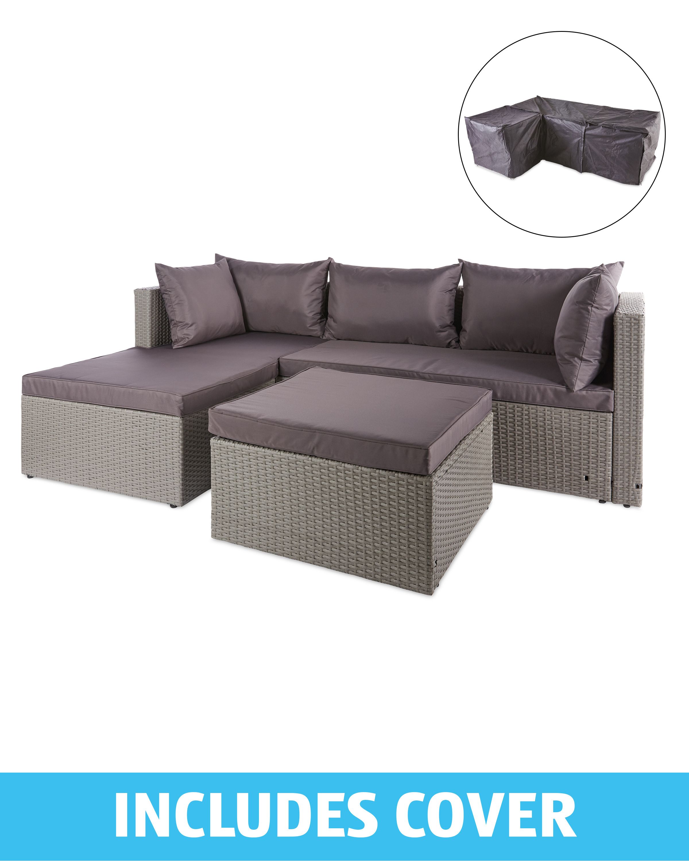Grey Rattan Sofa With Cover Aldi Uk