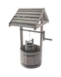 Grey Wooden Wishing Well Planter