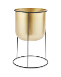Gold Metal Pot & Stand