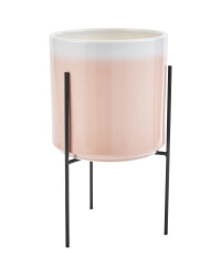 Reactive Pink/White Pot & Stand