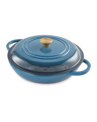 Blue 30cm Cast Iron Casserole Dish