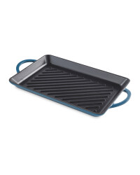 Blue Rectangular Cast Iron Griddle