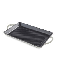 Grey Rectangular Cast Iron Griddle
