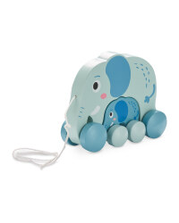 Wooden Pull Along Elephant & Baby