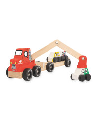 Large Wooden Car Carrier & Crane