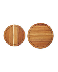 Round Acacia Wood Chop Board 2 Pack