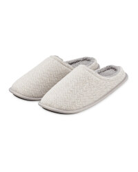 Grey Woven Memory Foam Slippers