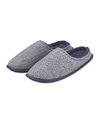 Navy Woven Memory Foam Slippers