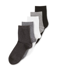 Black/Grey Organic Cotton Socks 5 Pk